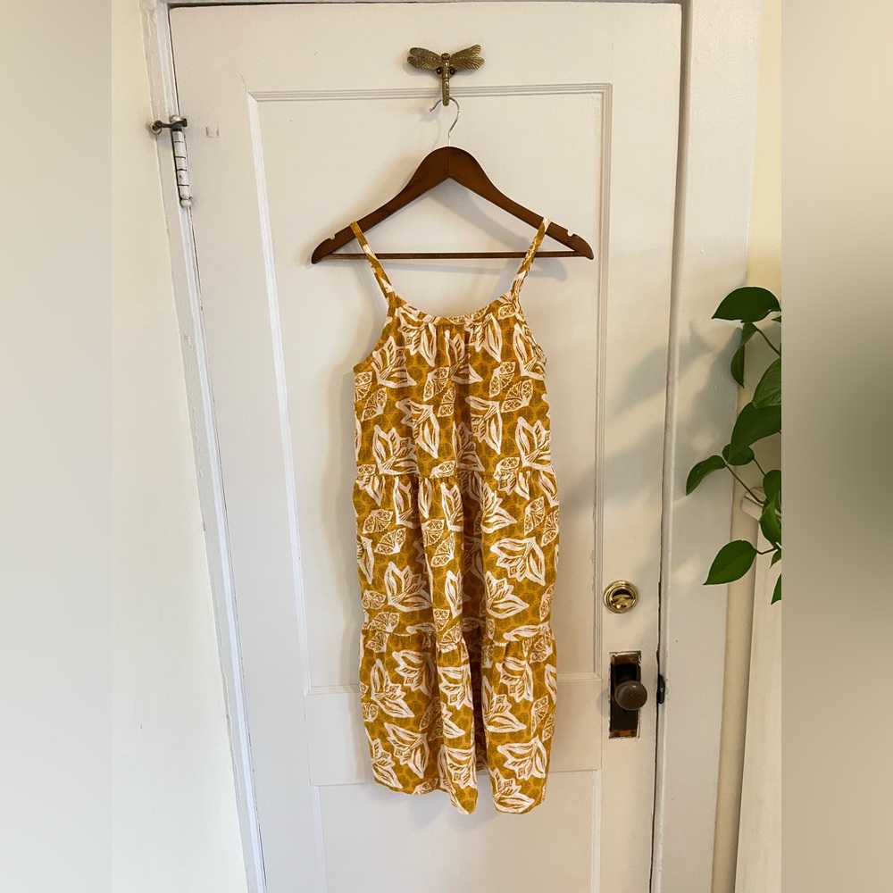Girl’s‎ Patagonia 100% Organic Cotton Yellow Dress Tropical Pattern XXL (16/18)
